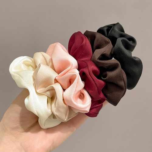Korean satin large intestine hair tie simple solid color temperament women's hair flower hair accessories cross-border meatball head rope rubber band