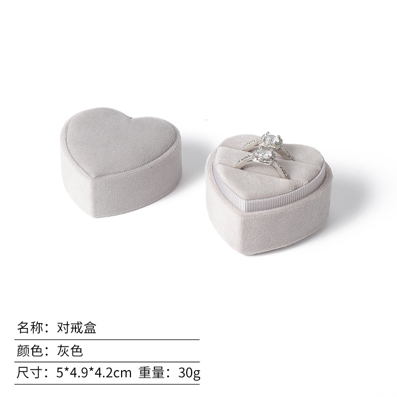 Caja de anillo coreana de terciopelo en forma de corazón, caja de colgante, caja de joyería de alta calidad, fábrica al por mayor en stock