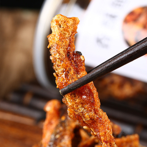 Wholesale Internet Famous Instant Crispy Fish Skin Fried Cod Skin Sweet and Spicy Crispy Seafood Fish Dried Snack 258g 