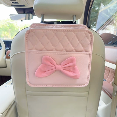Car storage bag/box multi-function rear car storage - pink-bow-pink-seat-suspension-storage-box