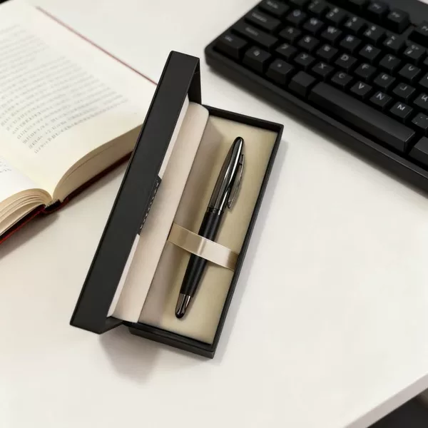 Metal Rubber Signature Ballpoint Pen High-End Gift Box Black Gel Pen Conference Gift Set Oil-Based Business Gift