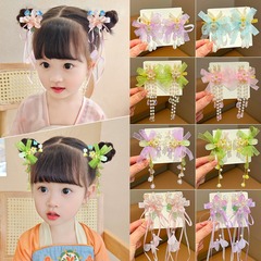 Ancient style fairy hair accessories for children, flower streamers, tassel hairpins, girls and babies, Hanfu accessories, butterfly fairy clips
