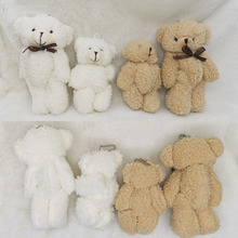 ins腮红小熊网红羊羔毛绒泰迪熊卷毛绒关节熊情侣钥匙扣衣服挂件