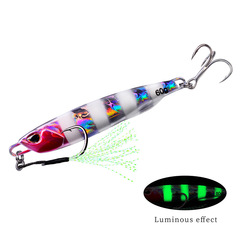 Submerged long-range lead fishing lure, glow-in-the-dark lure, steel plate, with three hooks, simulation metal slow-rotating steel plate lure