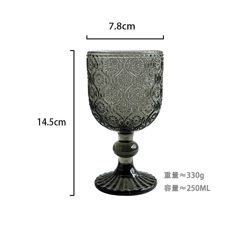 Copa de rayas verticales de vidrio retro europeo, copa de vino tinto, copa de postre alto de helado, copa de vino de frutas de uva de champán casero