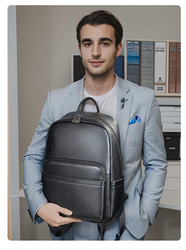 Ba lô nam da bò thật Marante 30×15×40 cm, túi đựng laptop 16 inch — Ba lô 332, Ba lô thường ngày 9008, 8486 Ba lô, Balo vân cá sấu 2283 chi tiết 14