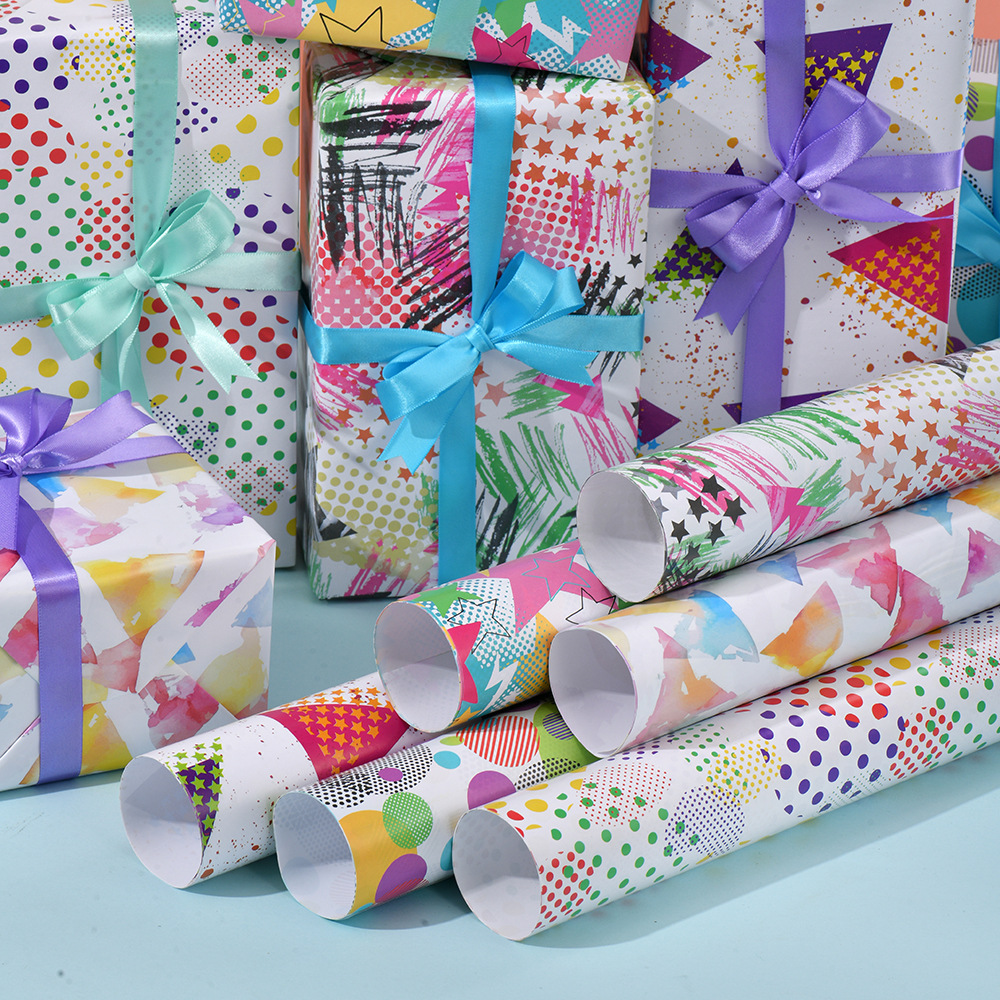 Impresión en color papel de regalo papel de embalaje de juguetes DIY regalo embalaje de regalo papel de pared papel de papel de papel en stock