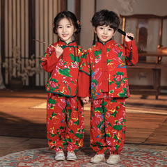 漢服男童中國風唐裝兒童古裝套裝女童薄款中式服裝男寶寶周歲禮服