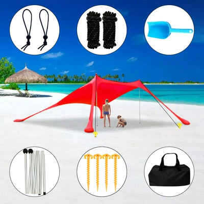 Avtomobil yan çətirləri Outdoor Sun Protection and - red-2-aluminum-poles-200160150cm