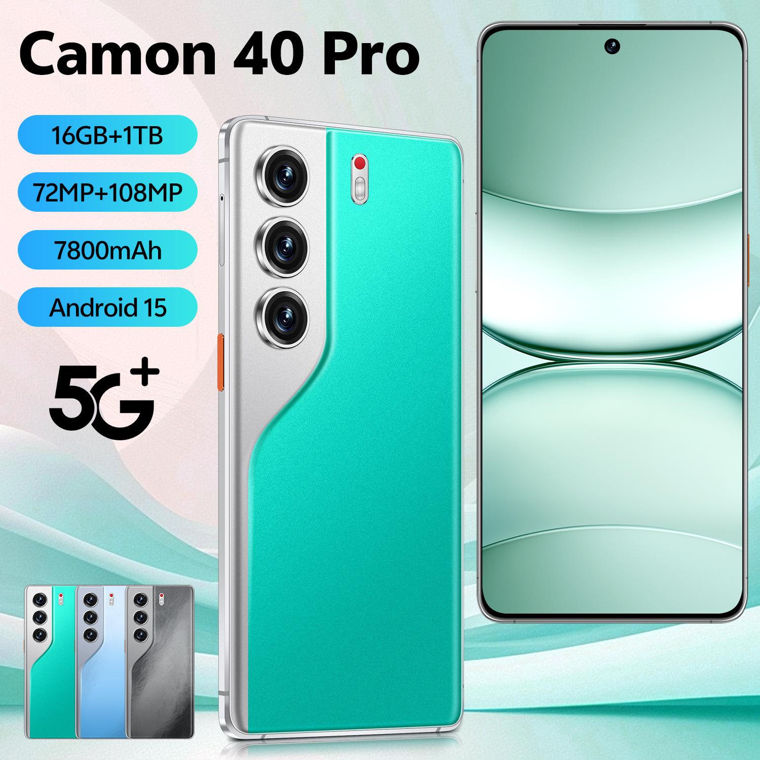 Cross-Border Mobile Phone Camon40 Pro Android 7.3inch Incell Large Screen 5g Full Network Fast Charge 16+1Tb Memory