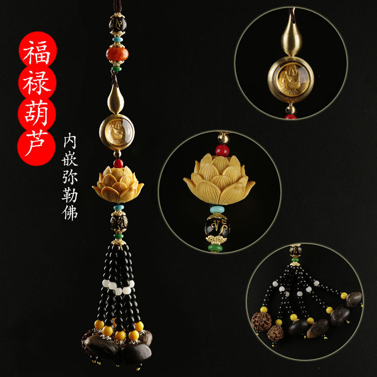 high-grade Pure copper Maitreya Buddha Pendant Green resin Lotus automobile Pendant business affairs Gifts