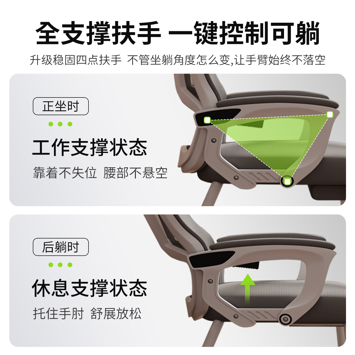 silla de computadora confortable siesta larga, silla de oficina ergonomía de doble propósito, asiento de respaldo de arco reclinado para el hogar