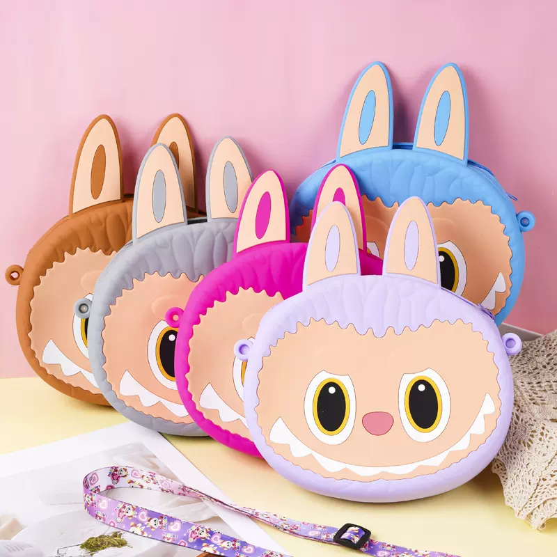 创意卡通拉布布硅胶单肩挎包儿童卡通户外斜挎包学生出行搭配收纳