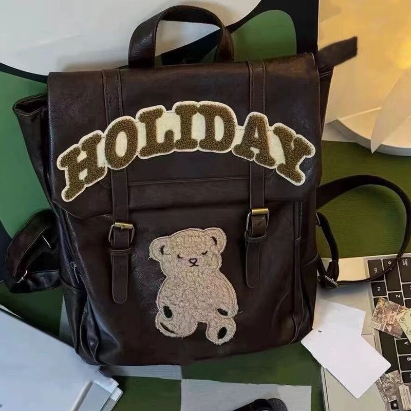 2024 New Original American Style Schoolbag Letter Bear Y2K Handbag Backpack Niche Designer Backpack for Women