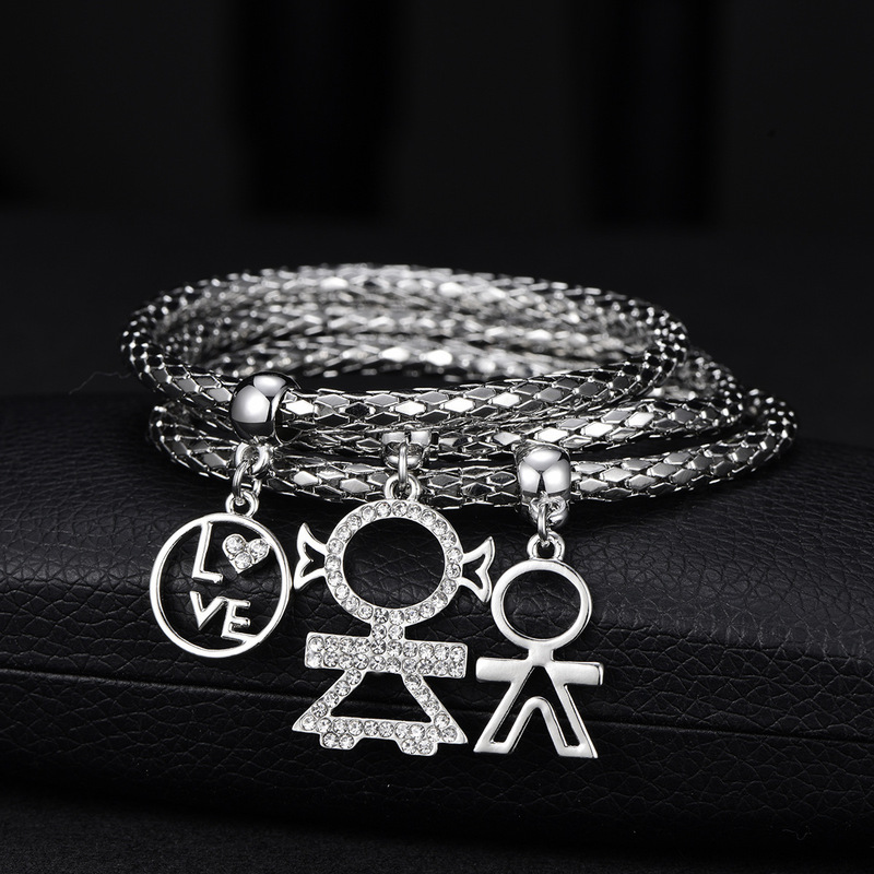 European and American Corn Chain Shambhala Bracelet Figure Crystal Diamond Pendant Popcorn Tricolor Note Bracelet Jewelry Batch