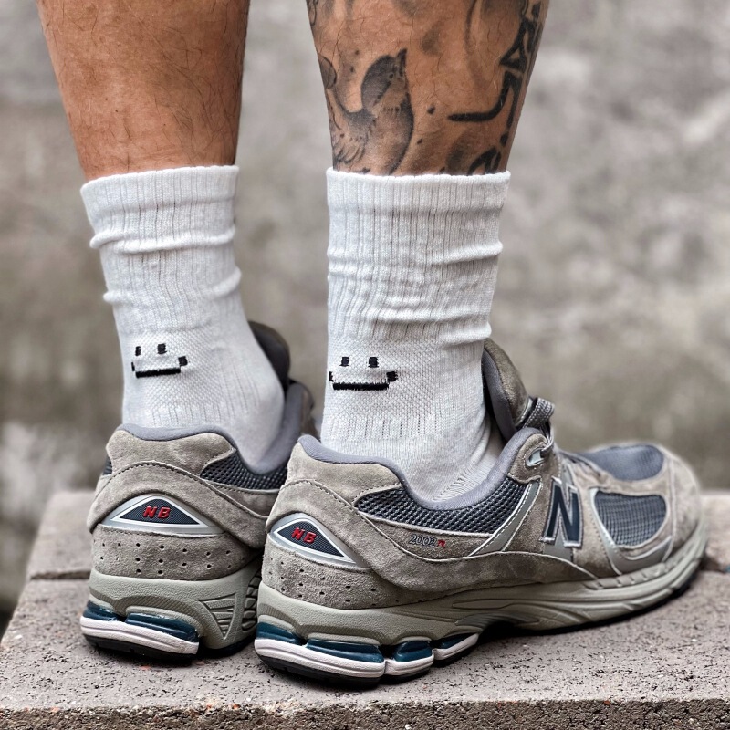 Cityboy Socks for Men and Women Couples Mid-Calf Socks Ins Trendy Street Skateboard Robot Smiley Face Sports Pile Stockings