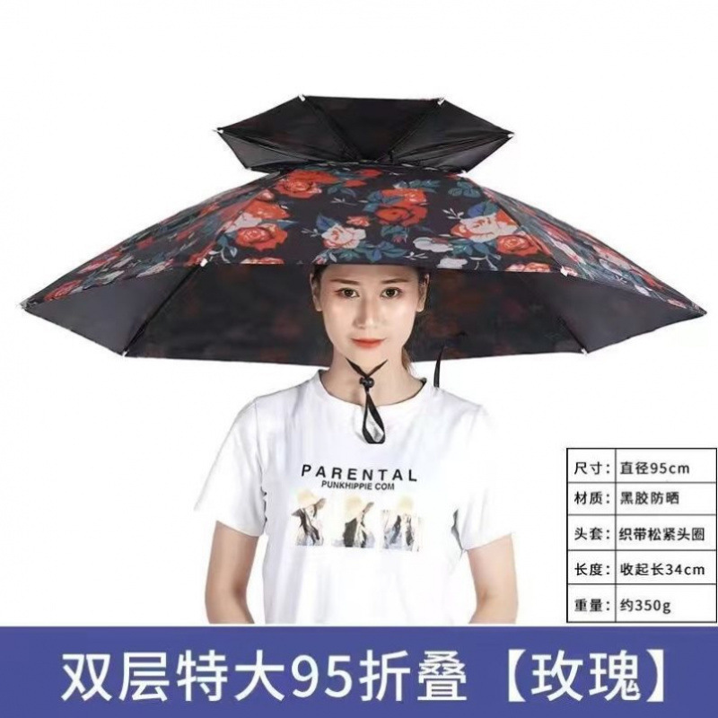 ヘッドマウント釣り傘、屋外日焼け止め傘、新しいビニール折りたたみ傘、茶摘み漁具、麦わら帽子傘|undefined