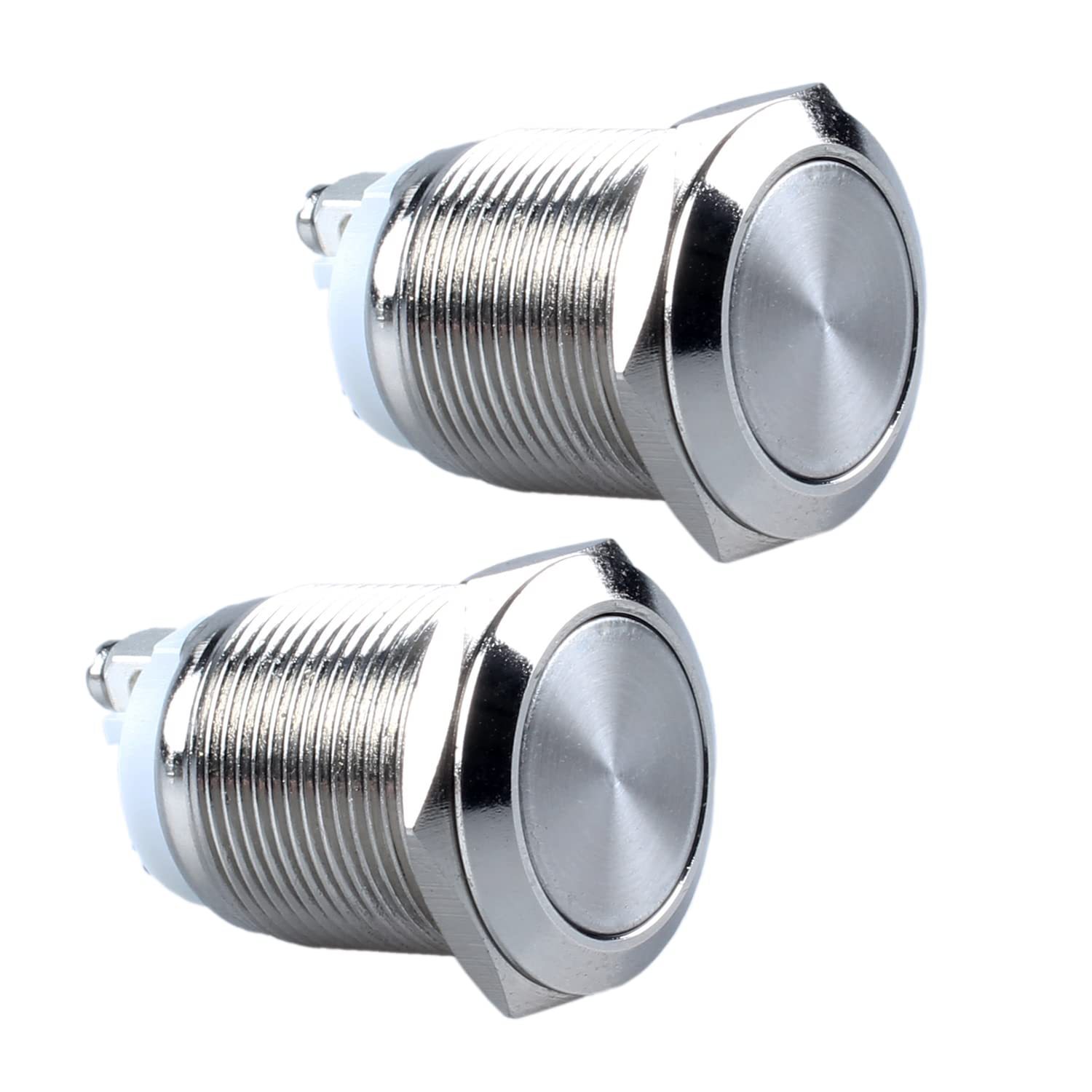 DMWD 2 件装 19 毫米锁闭金属防水按钮开关 1.91 厘米安装孔螺丝