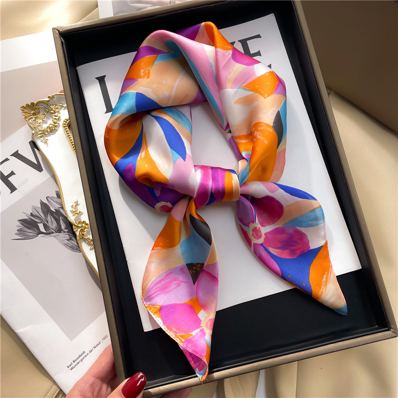 Colorful graffiti silk scarf flowers and...