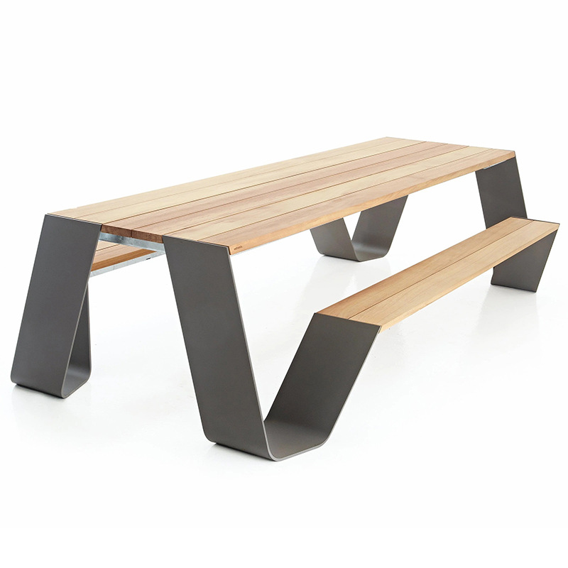 Conjunto de mesa y silla al aire libre de una pieza comedor café titular de la tarjeta pública Parque al aire libre de acero inoxidable ocio combinación muebles image 7