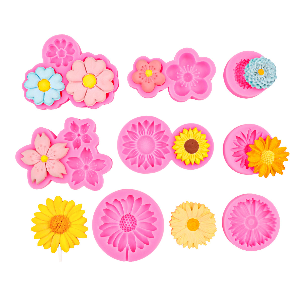 Molde de flor de durazno de margarita de girasol