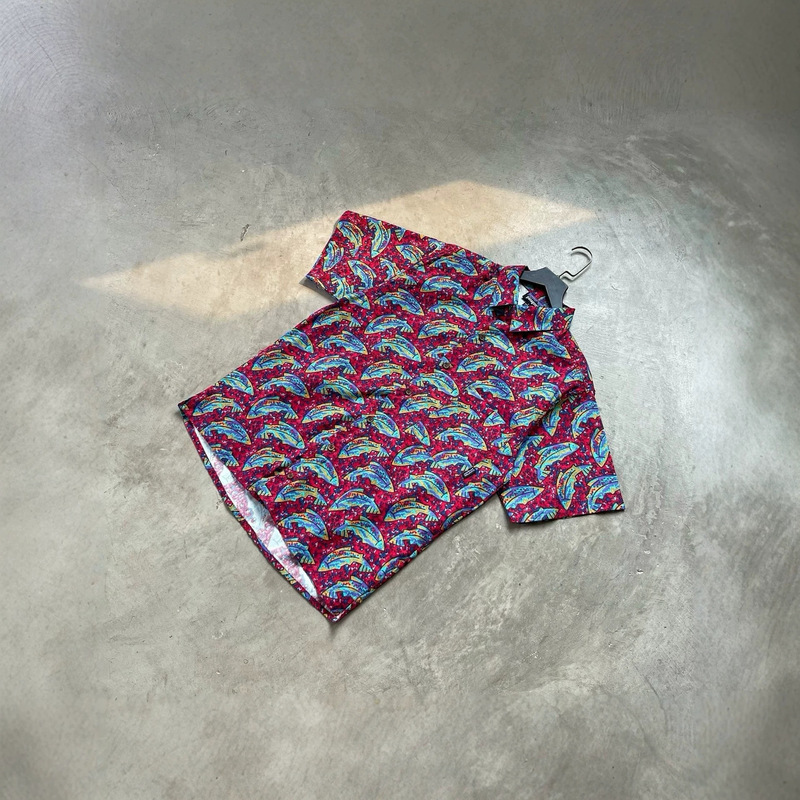 Top! Pata* Bata Tropical Floral Short-Sleeve Shirt for Men, Hawaiian Beach Couple Vintage Shirt