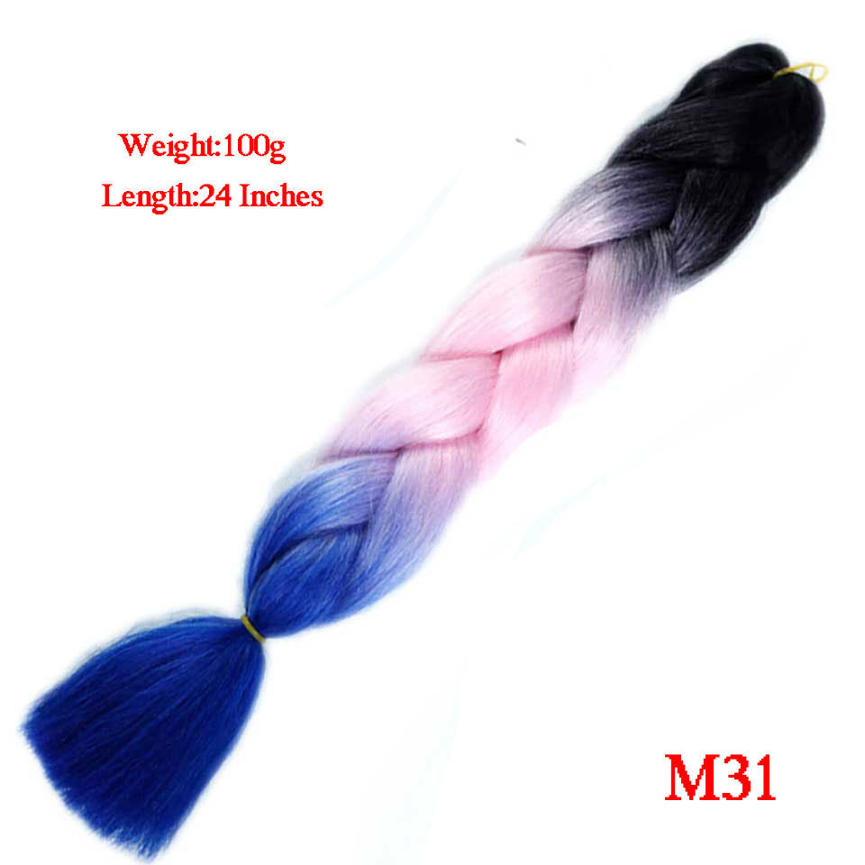 Peruca de comercio exterior gran trenza color gradiente africano gran trenza fibra química de alta temperatura seda trenza pelucina trenzada extensión de pelo