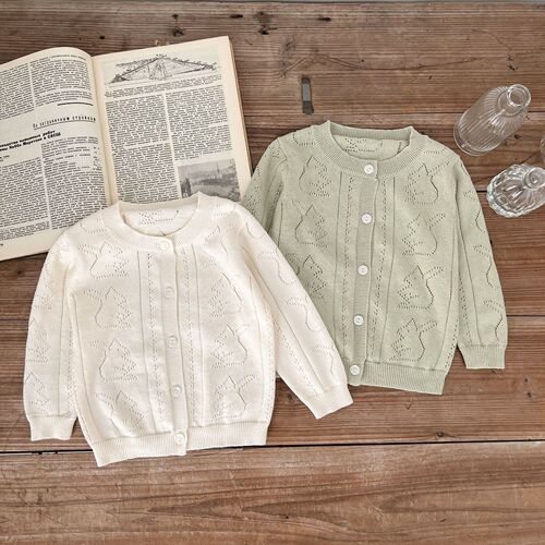 Men's and women's baby knitted cardigan hollow cute bear baby air-conditioning clothing outer wear thin breathable sun protection clothing jacket