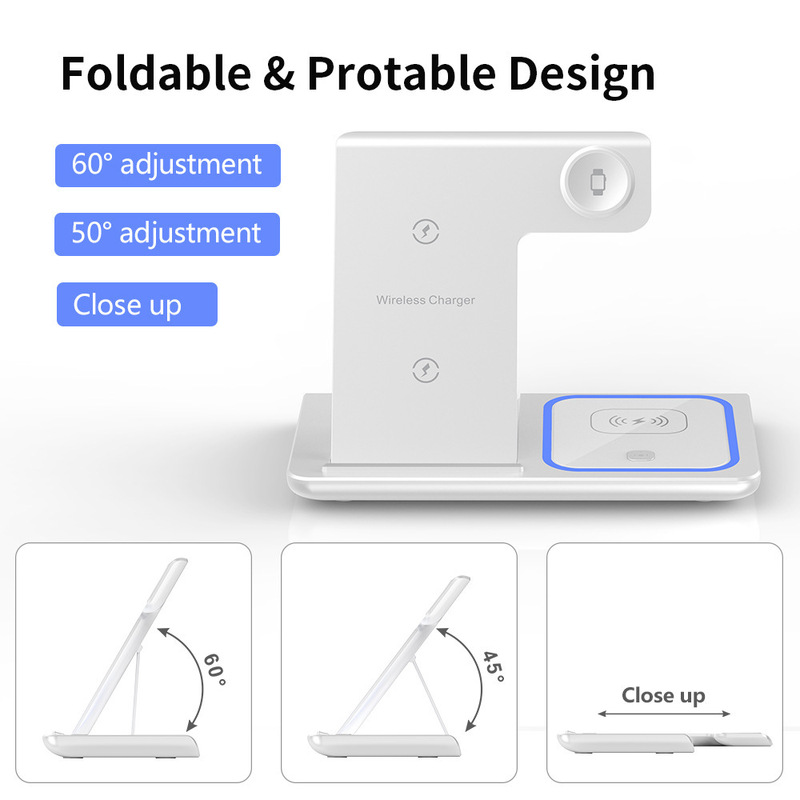 Cross-Border Three-In-One Wireless Charger Magnetic Stand Magsafe Portable Foldable Fast Charging Desktop Phone Stand