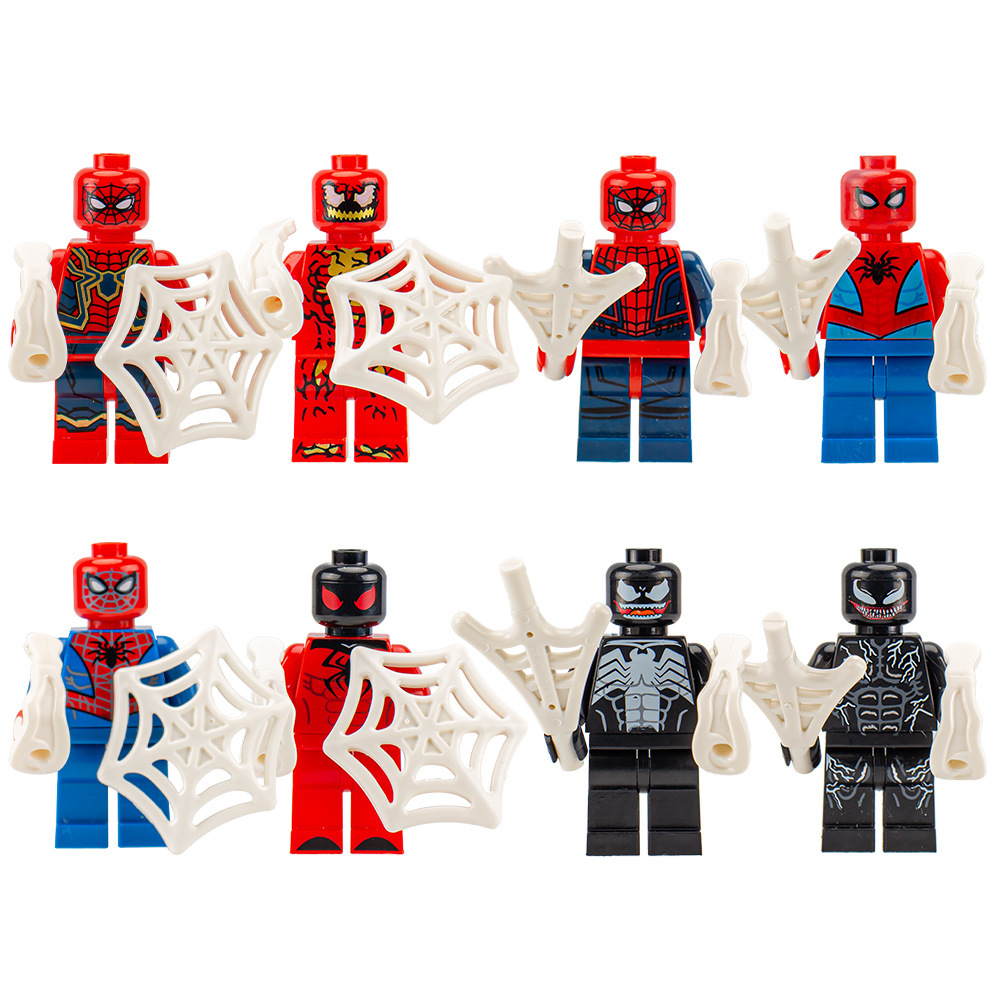 跨境兼容乐高蜘蛛钢铁人仔军事超级英雄积木批发儿童拼装玩具