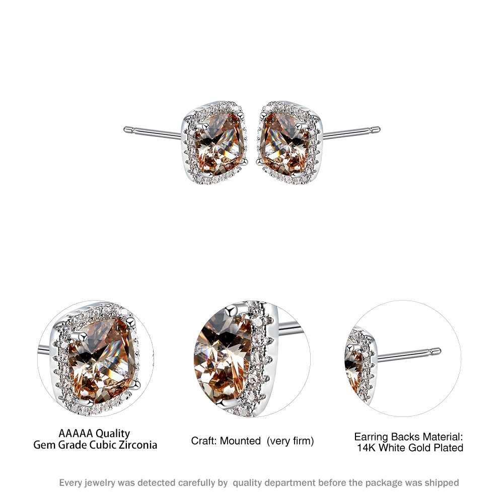 Fashion Geometric Copper Inlay Zircon Ear Studs 1 Pair