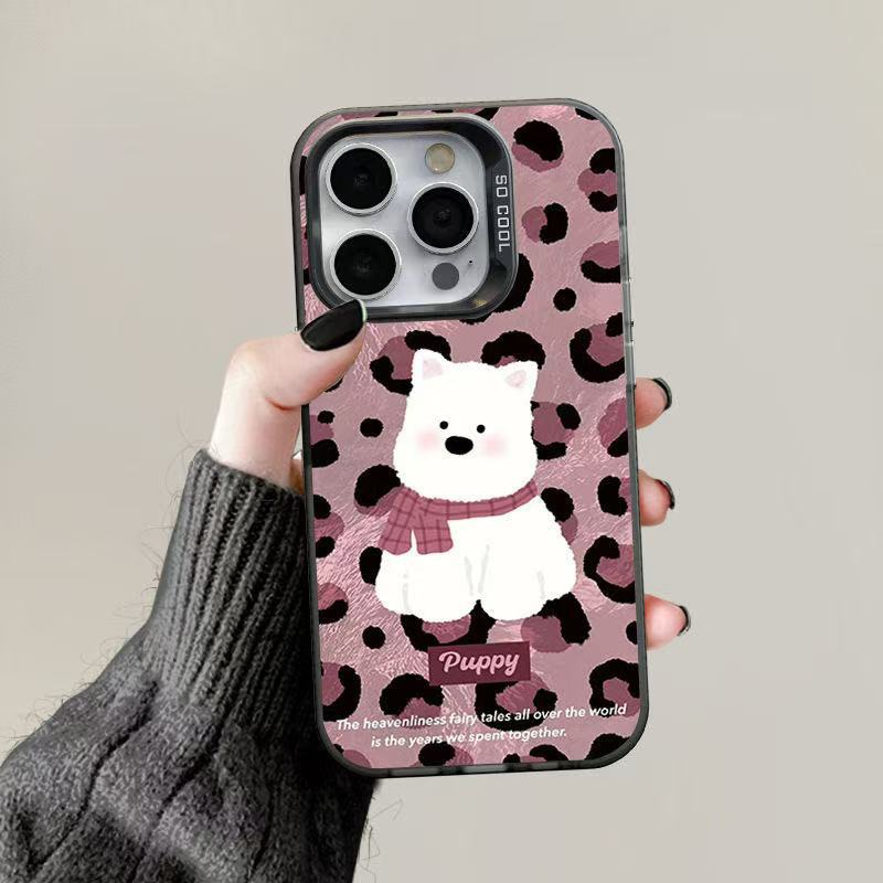 Nuevo cachorro con estampado de leopardo para iPhone 16 funda para teléfono móvil Apple 15promax/14 anti-caída 13pro12 lindo