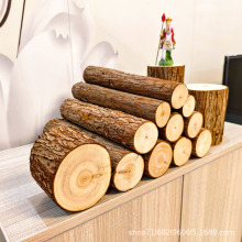 圆木桩壁炉装饰木头树桩造型木材木柴家居饰品摆件实木栅栏道具