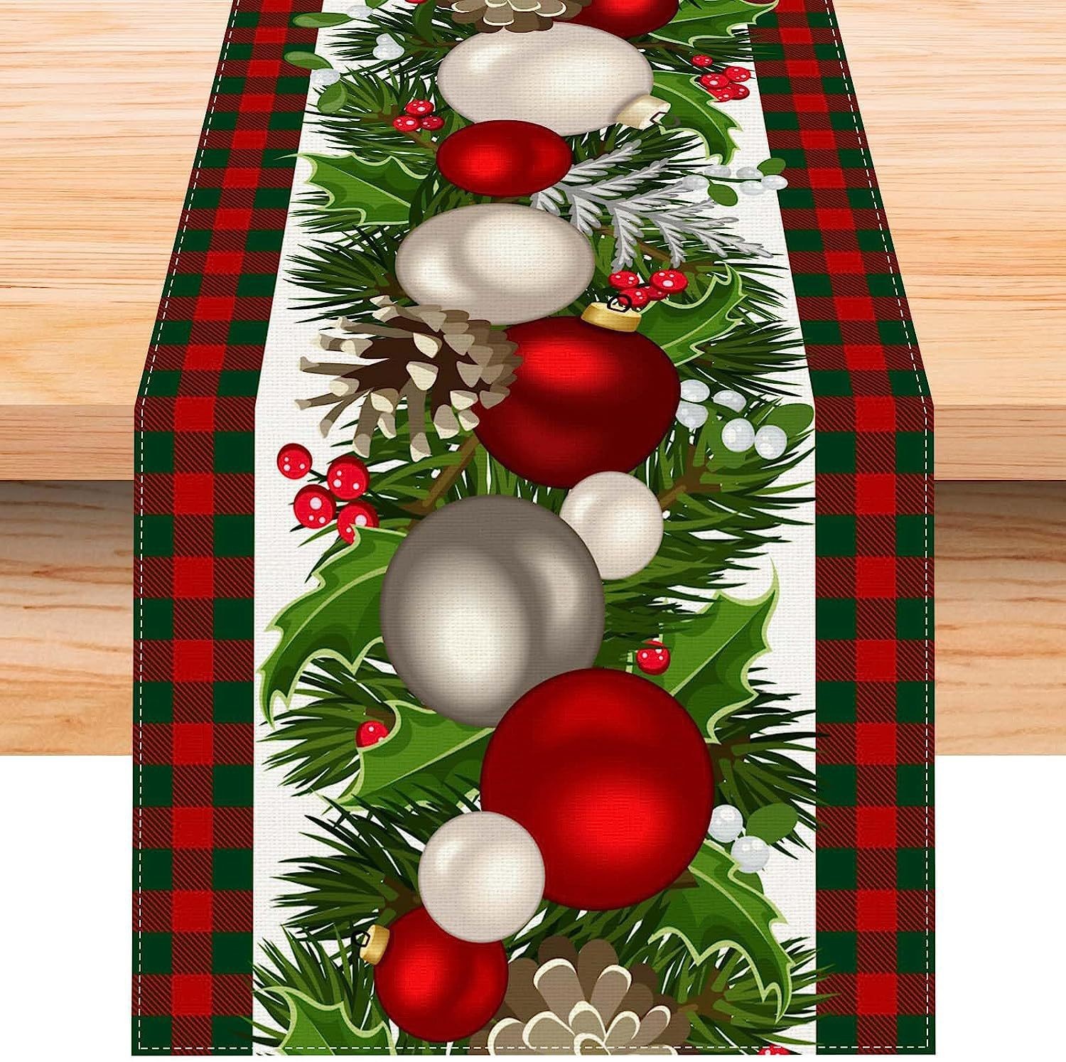 Transfronterizo TEMA DE Navidad de impresión corredor de mesa ambiente de vacaciones decoración árbol de Navidad muñeco de nieve patrón de tela de mesa al por mayor image 14