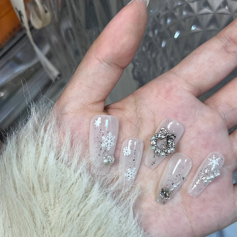 网红新款珍珠花环饰品日系蝴蝶结锆石超闪轻奢简约指甲装饰品批发|undefined