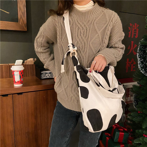 923041 New style literary retro rose flower crossbody bag simple large capacity shoulder cloth bag wholesale