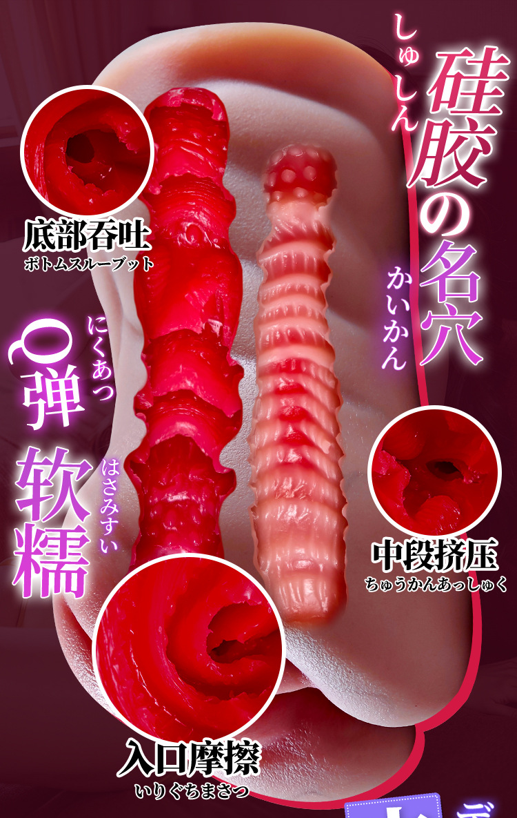 Manual Male Masturbator Cup with Realistic Buttocks Mold, TPE Double-Channel Red Heart Design — detail image 14