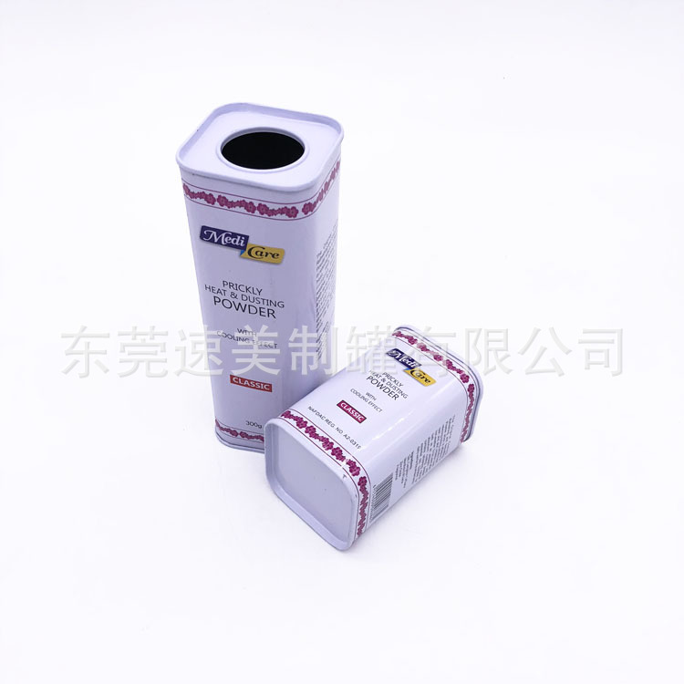 儿童爽身粉礼盒 撬盖正方铁罐 婴儿爽身粉铁盒 痱子粉铁盒包装