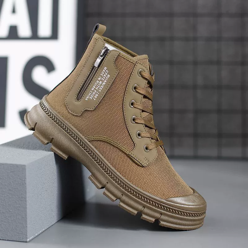 Новые стильные рабочие ботинки для мужчин: дышащие, нескользящие, износостойкие, с мягкой подошвой, легкие, высокие, для стройплощадки и активного отдыха.