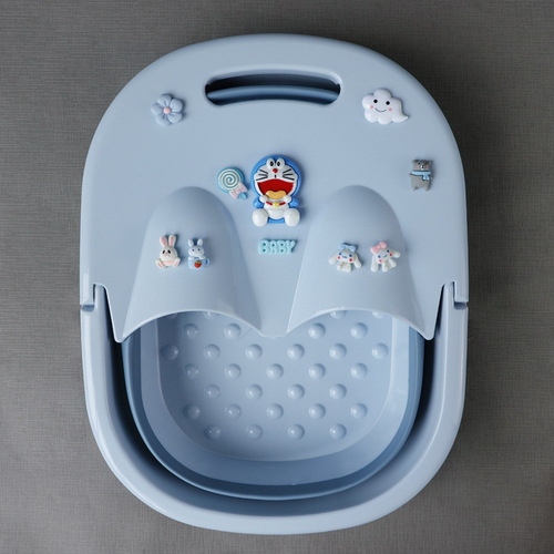 Cartoon Cute Children's Foot Bath Basin Foldable Household With Lid Foot Wash Basin Over Ankle Height Deep Bucket Portable Gadget