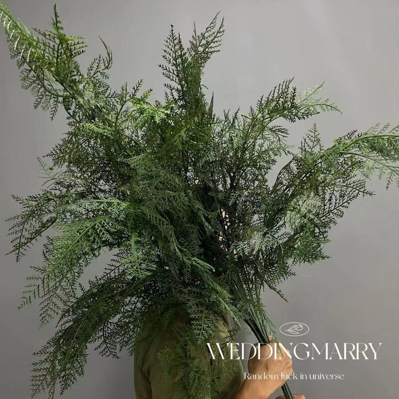 Simulation of asparagus wedding hall hotel ceiling floral soft outfit wild feeling dark green green fern photography props