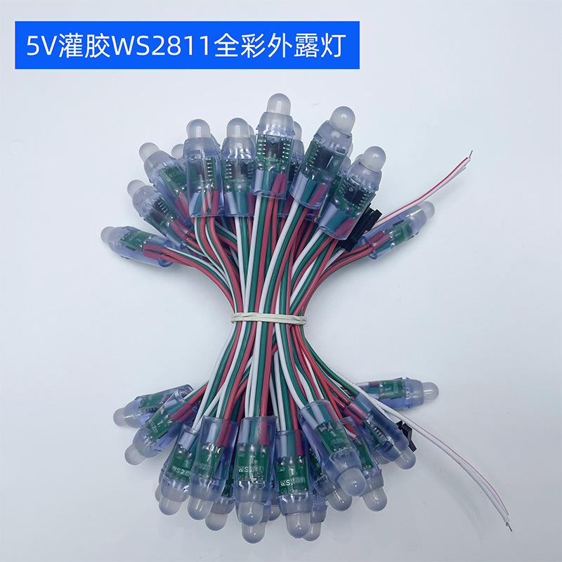 12mm pegamento relleno impermeable LED a todo color luz expuesta cadena 5V12V perforado palabra luminosa luz del pixel decoración de Navidad brillo