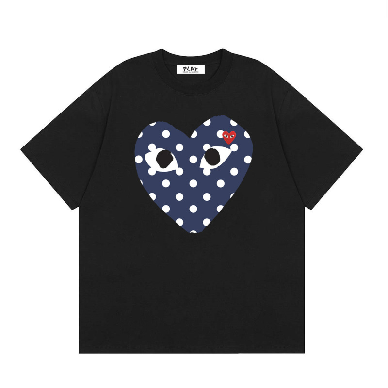 Comme des Garcons川久保玲PLAY 波点大爱心LOGO印花夏季短袖T恤|undefined