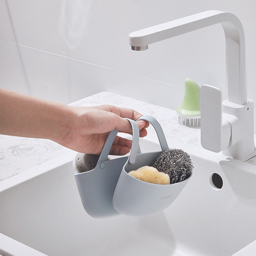 Kitchen storage drain hanging bag two-in-one snap sink rack TPR single and double layer bathroom filter bag