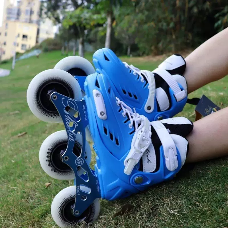 儿童专业大三轮速滑鞋6-12岁专业比赛用大轮子竞速专用溜冰鞋轮滑