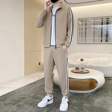 2024年春季新款男士韩版休闲套装运动服套装两件套立领外套男潮牌