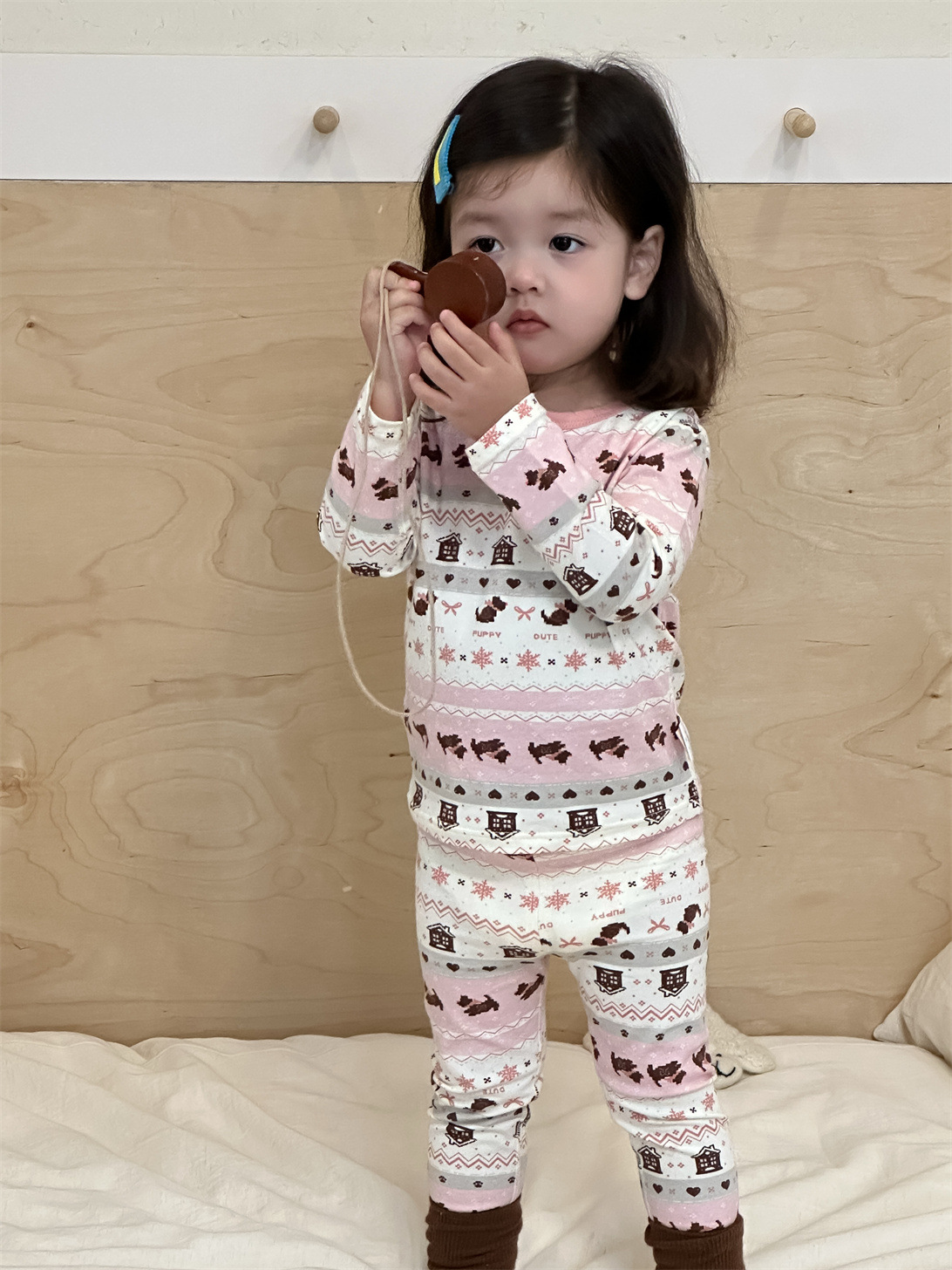 Pijamas infantiles de otoño conjunto de casa 2025 ropa de otoño ropa infantil coreana pijamas niñas ropa de hogar dos piezas