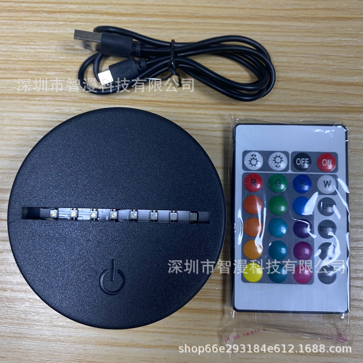 Base de luz nocturna nueva base de carga USB creativo control remoto táctil 3D noche luz LED lámpara de mesa base