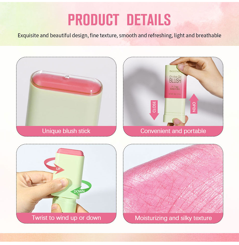 ibcccndc Color-changing Rotating Blush Cream Contouring Blush Cream Natural Nude Makeup Matte Blush Stick undefined