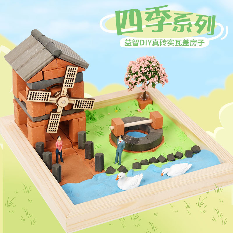Little Masons DIY House Building Crystal Drops Glue Clay Four Seasons Micro Scene Building Handmade Shop Assembled Toys